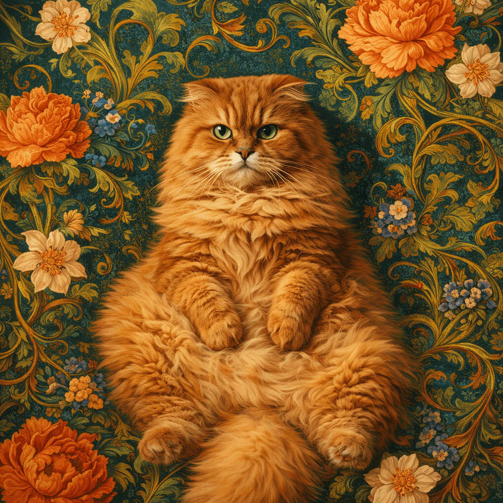 cat reimagined as Ornamental Botanical