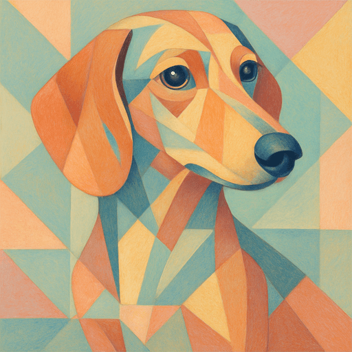 A dog portrait rendered in a Pastel Pop style