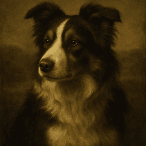 A dog portrait rendered in a Renaissance style