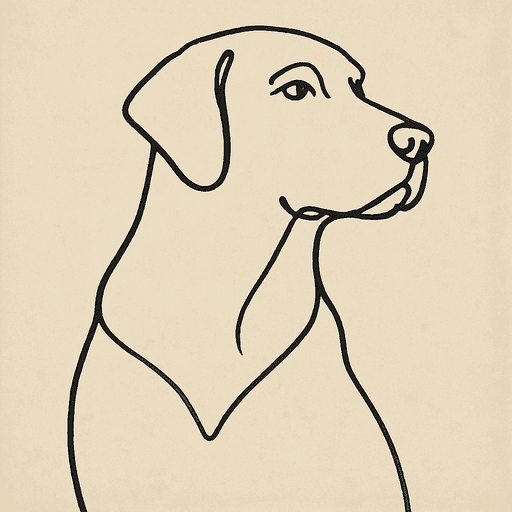 A dog portrait rendered in a One-Line style