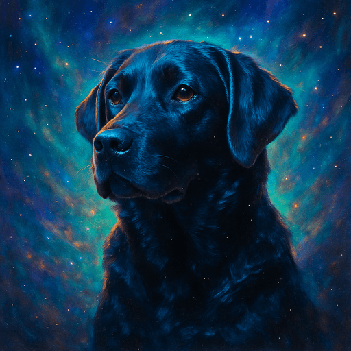 A dog portrait rendered in a Stellar Dream style