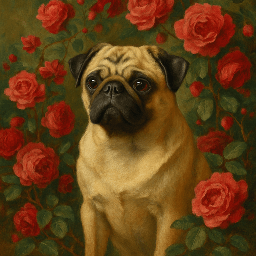 Dog portrait in rich ornate floral style